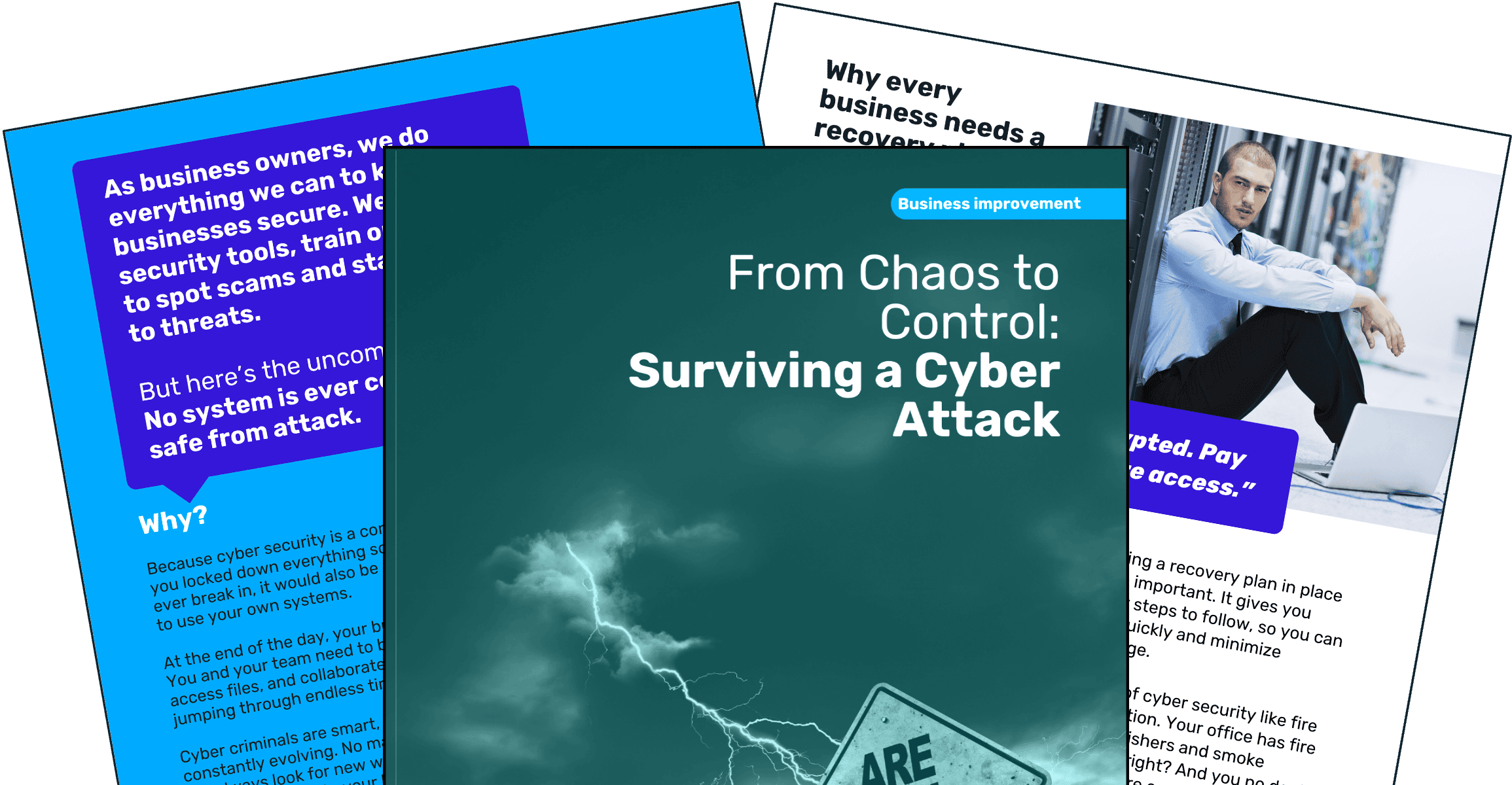 Image of guide book. Guide book text: "From Chaos to Control: Surviving a Cyber Attack"