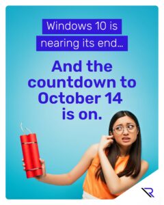 The Windows 10 Countdown: Why It’s Time to Upgrade Woman holding dynamite in one hand and has placed a finger in her ear with the other hand. Image text: The Windows 10 Countdown: Why It’s Time to Upgrade