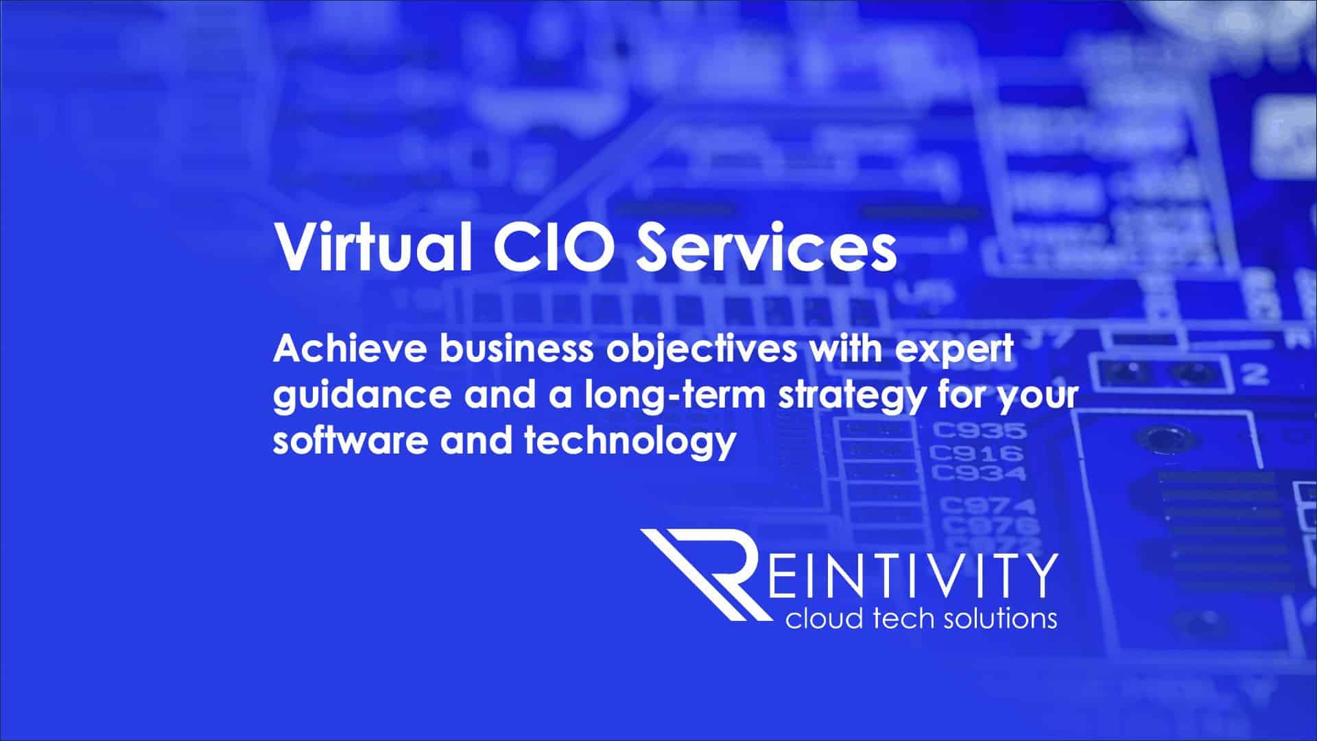 Virtual CIO Services Icon: Virtual CIO Services with Reintivity. Achieve business objectives with expert guidance and a long-term strategy for your software and technology.