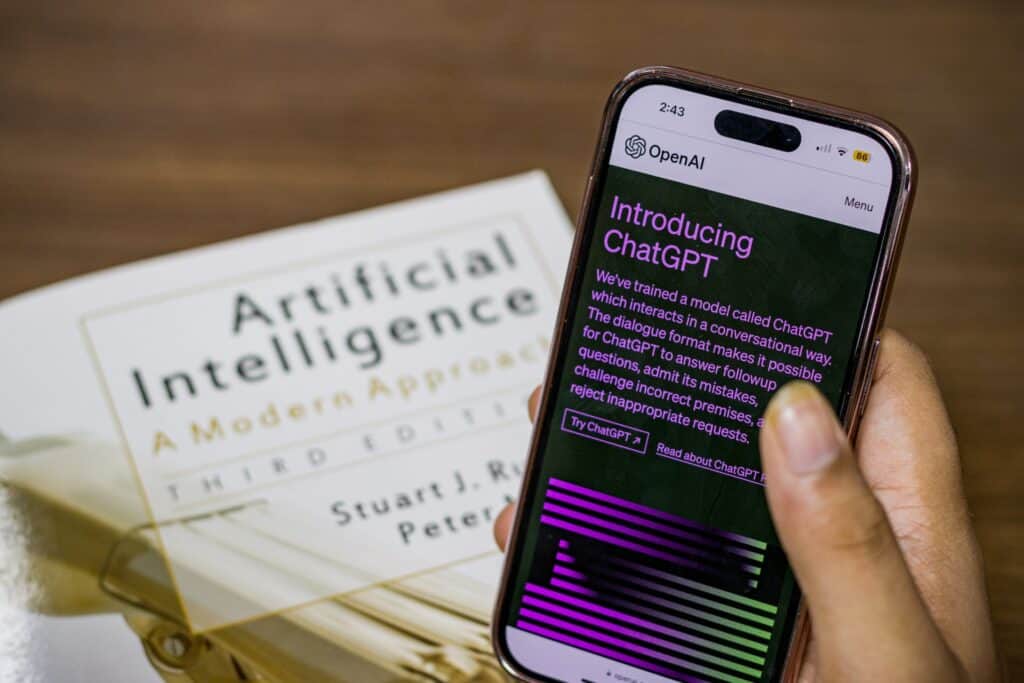 Webpage of ChatGPT, a prototype AI chatbot, is seen on the website of OpenAI, on iPhone or smartphone
