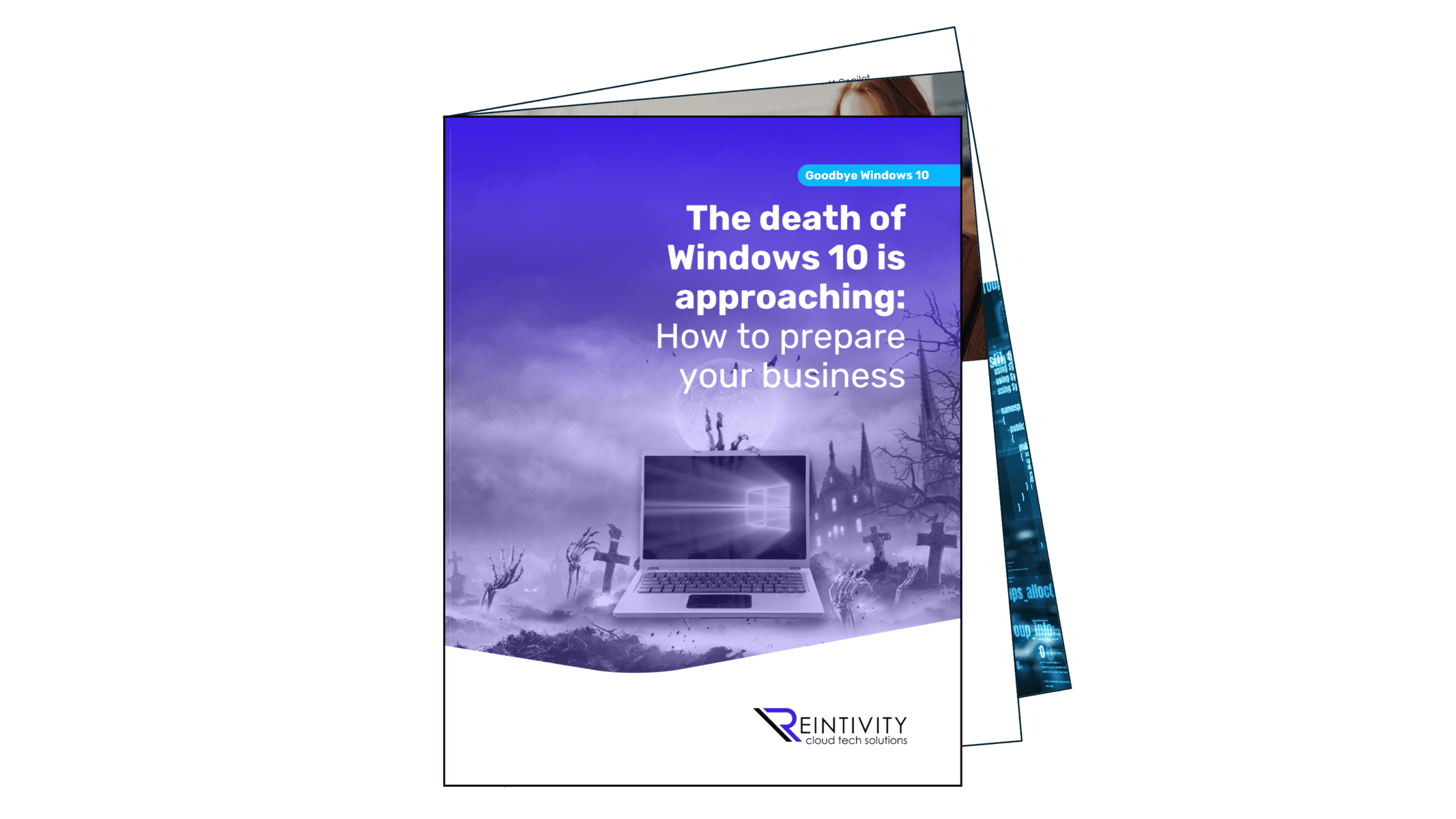 Image of guide book. Guide book text: "the death of windows 10 is approaching: How to prepare your business"